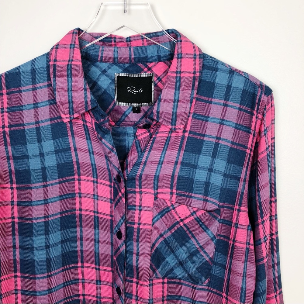 Rails Pink & Blue Plaid Button-Down Shirt - Picture 2 of 8